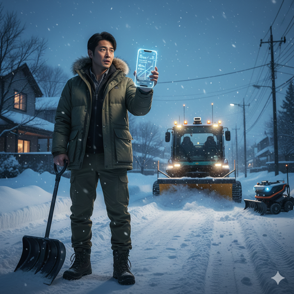 除雪しながらAIで予測している状況