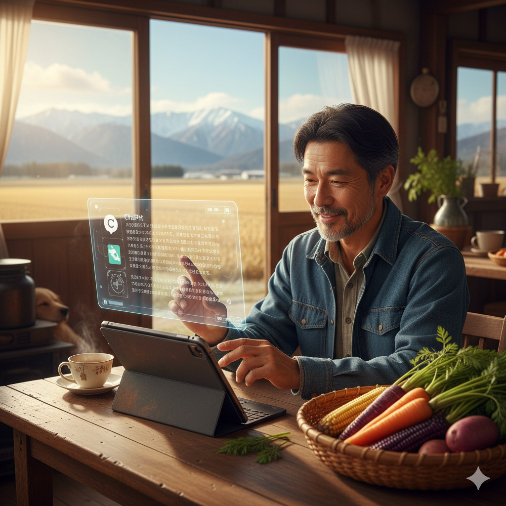 農家がAIを利用している様子